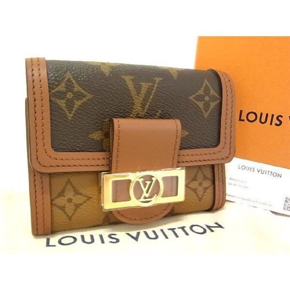 Louis VUITTON Monogram Reverse Portefeuille Dauphine Compact Wallet Brown